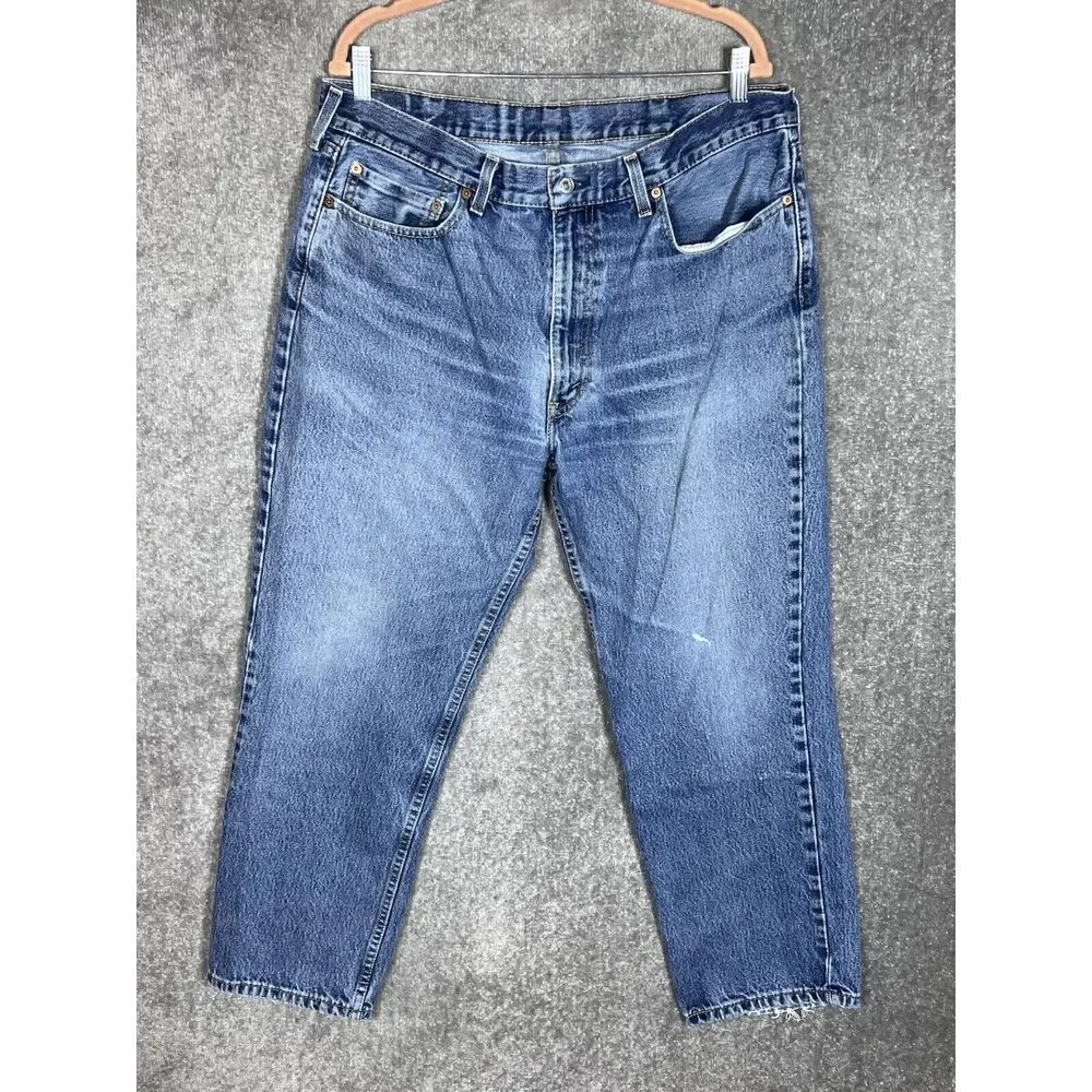 Levis‎ 550 Jeans Mens Size 38x30 Blue Cotton Distressed Denim Straight Leg